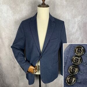 Eleventy Blazer Jacket Men 42 Blue  Jersey Sport Coat Unlined Performance Italy